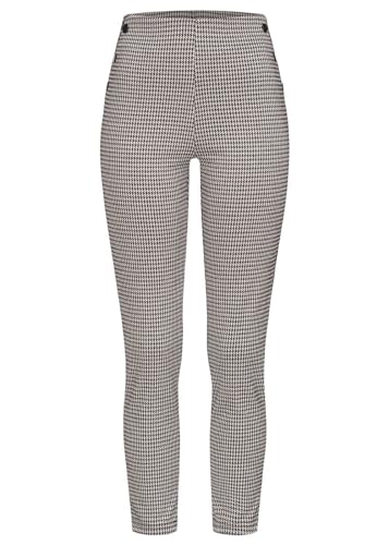 Seventyseven Lifestyle Damen Leggings Stoffhose Hahnentritt Muster Deko Knöpfe beige von Seventyseven URBAN STREETWEAR
