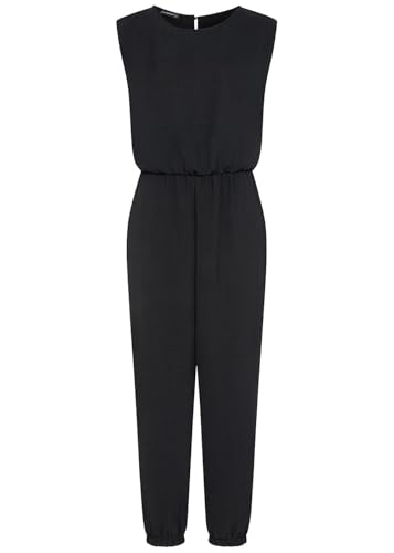 Seventyseven Lifestyle Jumpsuit Damen Musselin Overall mit Schlitz hinten schwarz von Seventyseven URBAN STREETWEAR