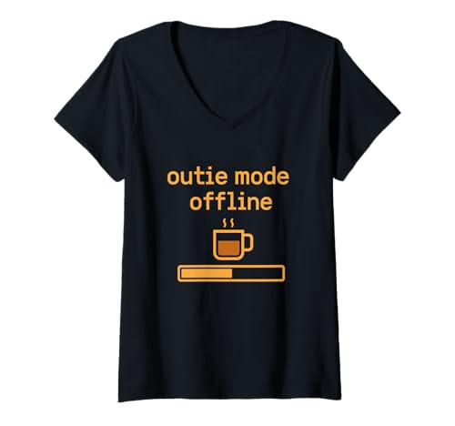 Damen Outie Mode Offline-Kaffeeterminal im Retro-Look, Arbeitsdesign T-Shirt mit V-Ausschnitt Damen Outie Mode Offline-Kaffeeterminal im Retro-Look, Arbeitsdesign T-Shirt mit V-Ausschnitt von Severed Outie Protocol Systems