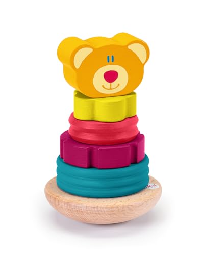 Magnetischer stapelbarer taktiler Bär (6 Stück) Sevi | Holzspielzeug für Kinder ab 2 Jahren | 15,5 x 10 x 10 cm | Bau- und Spielset | Modell 83124 von Sevi