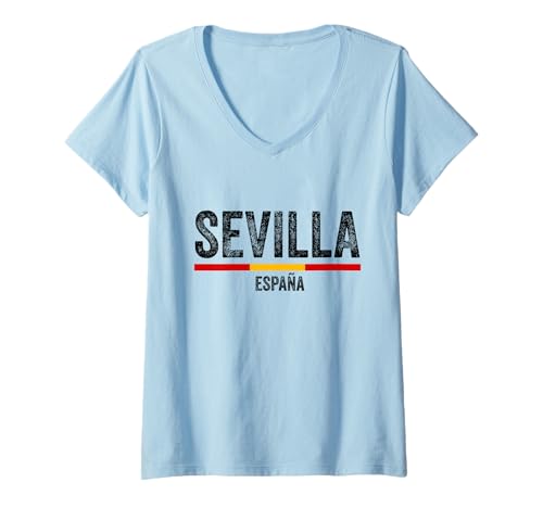 Damen Sevilla Spanien Souvenirs aus Sevilla España Sevillian T-Shirt mit V-Ausschnitt von Seville Spain Souvenir Vacation Travel