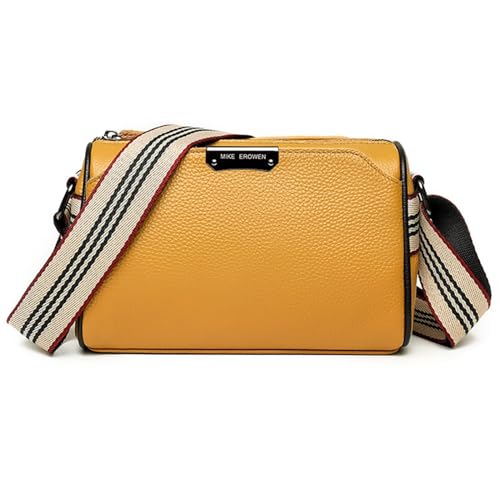 Sevitini Umhängetasche damen, Umhängetasche frauen Leder mit handyfach, Crossbody bag damen großer kapazität mit 3 fächern, mit verstellbarem breitem schultergurt (Gelb) von Sevitini
