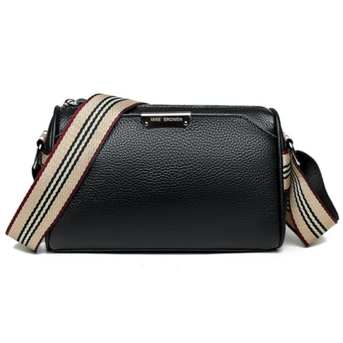 Sevitini Umhängetasche damen, Umhängetasche frauen Leder mit handyfach, Crossbody bag damen großer kapazität mit 3 fächern, mit verstellbarem breitem schultergurt (Schwarz) von Sevitini