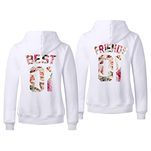 Best Friends Pullover für 2 Mädchen Grau Beste Freundin Hoodie für 2 Mädchen BFF Hoodies Sister Sweatshirt Kapuzenpulli BFF Geschenke Schwarz Weiß 1 Stück von Sevpuikl
