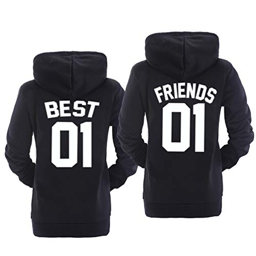 Best Friends Pullover für 2 Mädchen Grau Beste Freundin Hoodie für 2 Mädchen BFF Hoodies Sister Sweatshirt Kapuzenpulli BFF Geschenke Schwarz Weiß 1 Stück von Sevpuikl