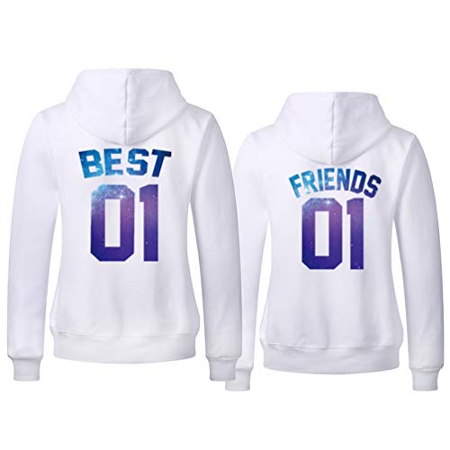 Best Friends Pullover für 2 Mädchen Grau Beste Freundin Hoodie für 2 Mädchen BFF Hoodies Sister Sweatshirt Kapuzenpulli BFF Geschenke Schwarz Weiß 1 Stück von Sevpuikl
