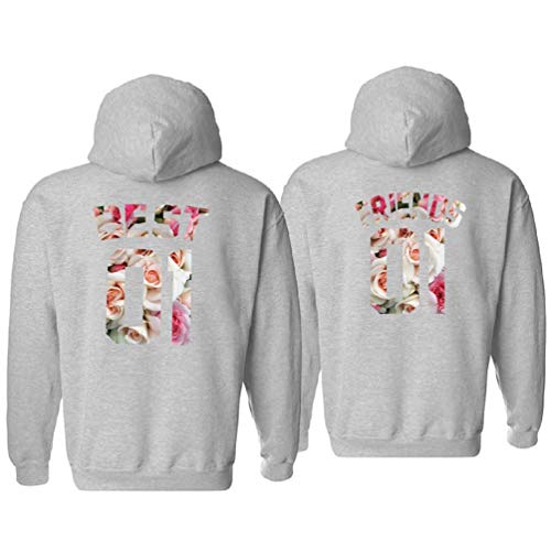 Best Friends Pullover für 2 Mädchen Grau Beste Freundin Hoodie für 2 Mädchen BFF Hoodies Sister Sweatshirt Kapuzenpulli BFF Geschenke Schwarz Weiß 1 Stück von Sevpuikl