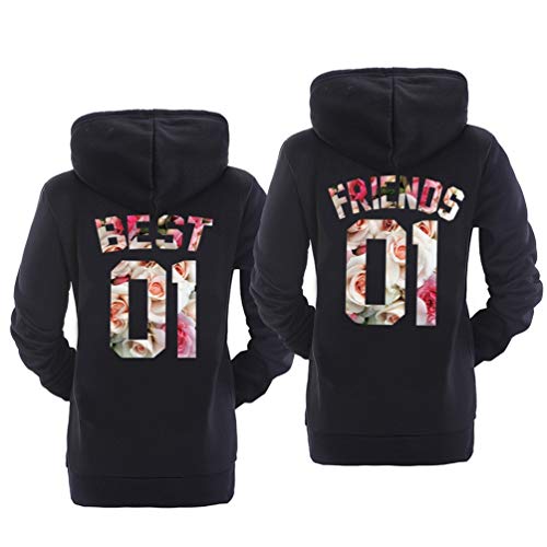 Best Friends Pullover für 2 Mädchen Grau Beste Freundin Hoodie für 2 Mädchen BFF Hoodies Sister Sweatshirt Kapuzenpulli BFF Geschenke Schwarz Weiß 1 Stück von Sevpuikl