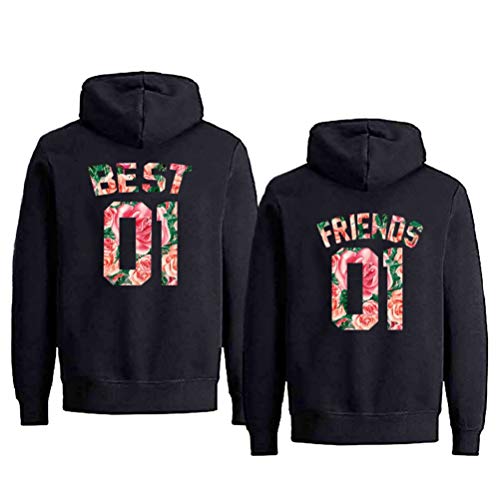 Best Friends Pullover für 2 Mädchen Grau Beste Freundin Hoodie für 2 Mädchen BFF Hoodies Sister Sweatshirt Kapuzenpulli BFF Geschenke Schwarz Weiß 1 Stück von Sevpuikl