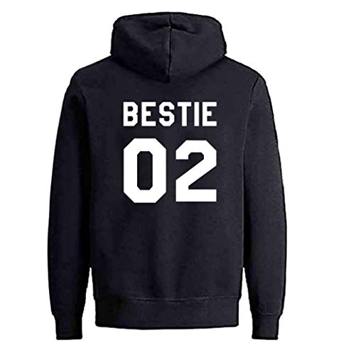 Best Friends Hoodie für Mädchen Bestie 02 Hoodie Best Friends Pullover Sweatshirt Schwester Pullover BFF Pullover Hoodie 1 Stück(Schwarz-Bestie-02,M) von Sevpuikl