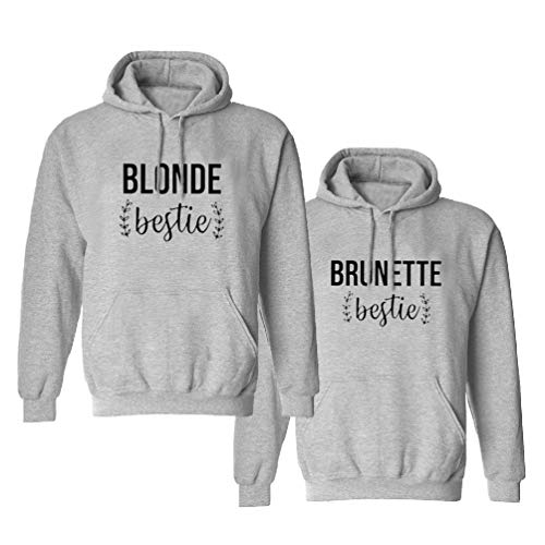 Beste Freunde Pullover für Mädchen Beste Freunde Hoodie Blonde Brünette Pullover Hoodie BFF Pullover Schwester Kapuzenpullover Frauen Pullover BFF Geschenke Geburtstagsgeschenk(Blonde-Grau,S) von Sevpuikl
