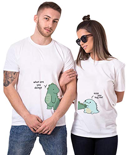 Pärchen T-Shirt Für Anime Couple Love Paar Liebe Partnerlook Cartoon Geschenk Schwarz Weiß Grau 1 Stück, Weiß-Men, XXL von Sevpuikl
