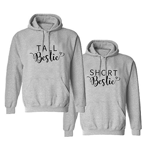 Sevpuikl Best Friends Pullover Weiß Tall Short Best Friend Hoodie BFF Pullover Beste Freundin Pullover für Zwei Mädchen BFF Geschenke Hoodie Schwarz Grau 1 Stück von Sevpuikl