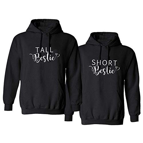 Sevpuikl Best Friends Pullover für 2 Mädchen Weiß Tall Short Best Friend Hoodie BFF Pullover für 3 Mädchen Beste Freundin Pullover für Zwei Mädchen BFF Geschenke Hoodie Schwarz Grau 1 Stück von Sevpuikl