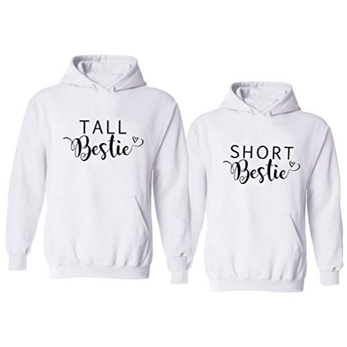 Sevpuikl Best Friends Pullover für 2 Mädchen Weiß Tall Short Best Friend Hoodie BFF Pullover für 3 Mädchen Beste Freundin Pullover für Zwei Mädchen BFF Geschenke Hoodie Schwarz Grau 1 Stück von Sevpuikl