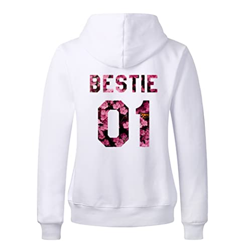 Sevpuikl Best Friends Pullover für Mädchen Best Friends Hoodie Schwester Pullover Bestie 01 Hoodie BFF Pullover Hoodie BFF Geschenke 1 Stück(Blume-Weiß-Bestie-01,S) von Sevpuikl