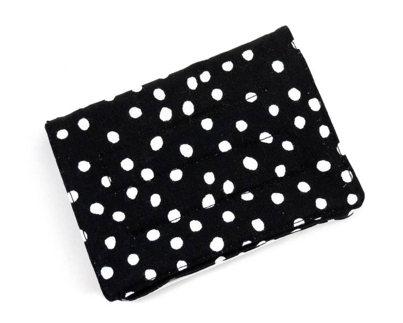 Mini Geldbörse - Schwarz Weiß Punkte | Mit Kreditkartenfächern Und Reißverschluss-Münzfach von SewCreativeBySara