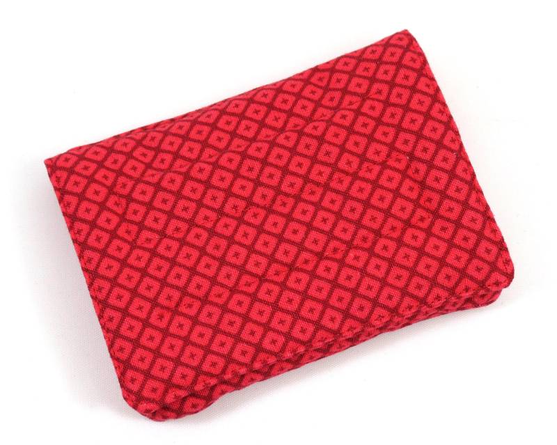 Mini Wallet - Red Square | Mit Kreditkartenfächern Und Reißverschluss-Münzfach von SewCreativeBySara