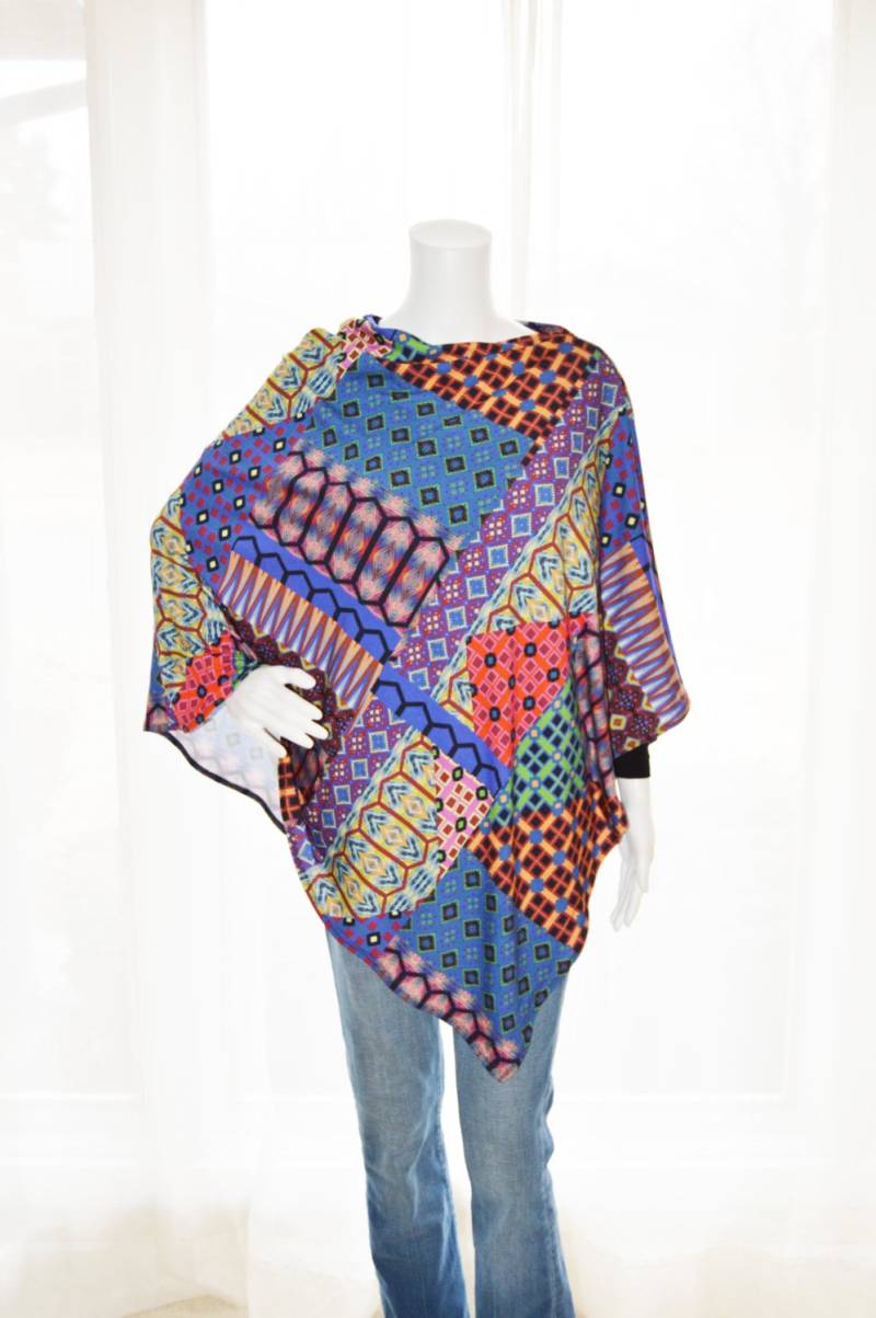 Helle Patchwork Poncho/Pflege Abdeckung Eine Schulter Oben Boho Neue Mutter Geschenk Vielseitige Frauen von SewJessStudio