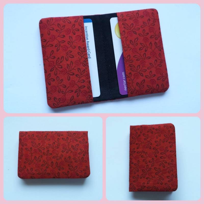 Floraler Kartenhalter, Rost Floraler Kreditkarten -/Visitenkartenhalter Rot Braun Handmade in Scotland von SewKura