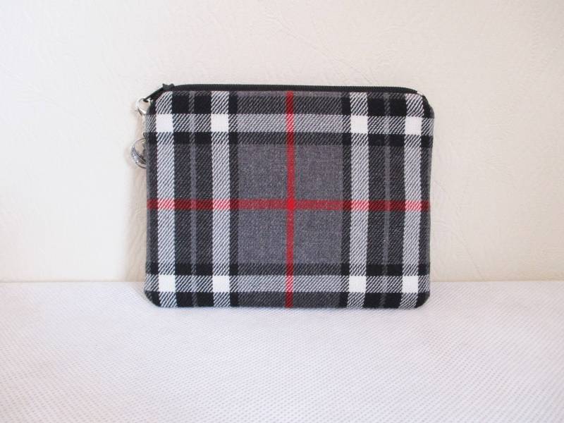 Tartan-Geldbeutel/Tartan-Beutel Geldbörse Grau Pink Tartan Kariert, Handgefertigt in Schottland von SewKura