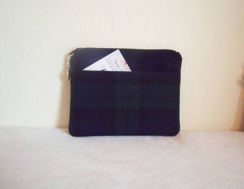 Tartan Geldbörse/Tartan-Beutel Black Watch Kariert in Blau & Schwarz, Handgefertigt Schottland von SewKura