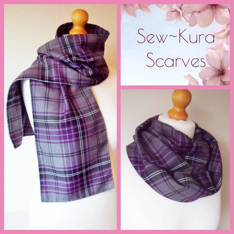 Tartan-Schal. Schöner Weicher Lila-Grauer Tartan-Plaid-stoff Länglich Oder Schlauchschal Handgemachtes Perfektes Unisex Geschenk von SewKura