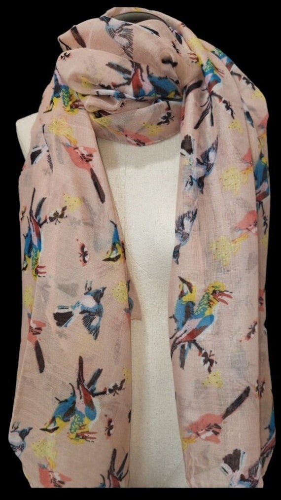 Vogel Print Mode Schal-Hell Rosa Schal-Grober Schal-Bunt Loop Schal-Damen Accessoires-Mode Schal Vogel Print Mode Schal-Hell Rosa Schal-Grober Schal-Bunt Loop Schal-Damen Accessoires-Mode Schal von SewPriorAttireMitten
