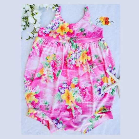 4T Samt Sommer Tanktop Strampler | Pullunder Baby Kleinkind Mädchen Strand Outfit Tropisch Pink Ultra Gemütlich Stretchy von SewReinaSwimwear