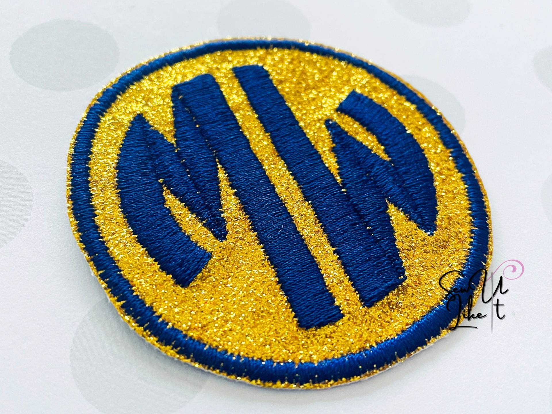 Personalisierter Glitzer Patch, Kreis Graviertes Monogramm Initial Gestickter Aufnäher, Aufnäher Zum Aufbügeln, Applikation von SewULikeIt