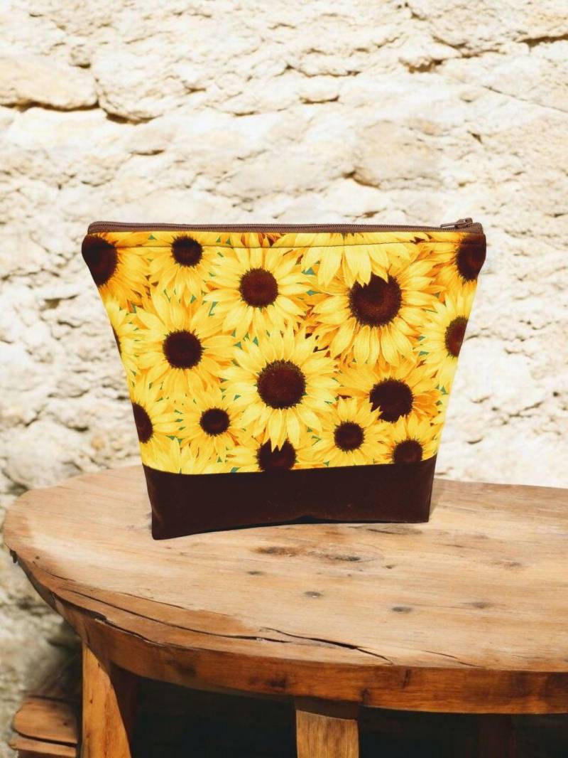 Sonnenblume Kosmetiktasche Make-Up-Reisetasche Mit Reißverschluss Sonnenblume Kosmetiktasche Make-Up-Reisetasche Mit Reißverschluss von SewUsefulStudios