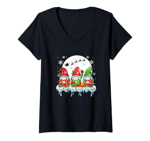 Damen DREI Bunte Zwerge mit Nähwerkzeugen, Weihnachtsschneider T-Shirt mit V-Ausschnitt Damen DREI Bunte Zwerge mit Nähwerkzeugen, Weihnachtsschneider T-Shirt mit V-Ausschnitt von Sewing Christmas Costume