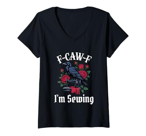 Damen Lustiges F-Caw-F Nähgotik T-Shirt mit V-Ausschnitt Damen Lustiges F-Caw-F Nähgotik T-Shirt mit V-Ausschnitt von Sewing F Caw F Meme Goth Emo Tshirt