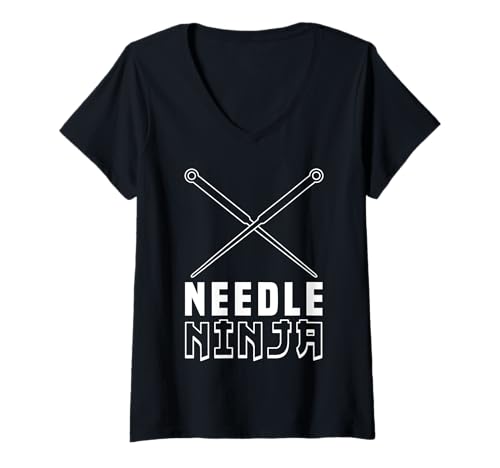 Damen Needle Ninja Funny Sewing Craft Design T-Shirt mit V-Ausschnitt Damen Needle Ninja Funny Sewing Craft Design T-Shirt mit V-Ausschnitt von Sewing Humor Needle Thread Men Women Kids