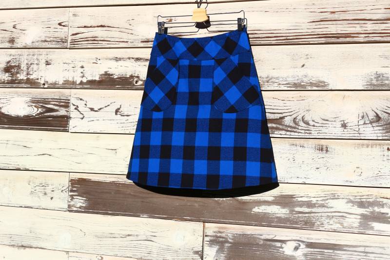 Blauer Buffalo Karo Flanellrock Winterrock in A-Linie Mit Taschen von SewingBySelena
