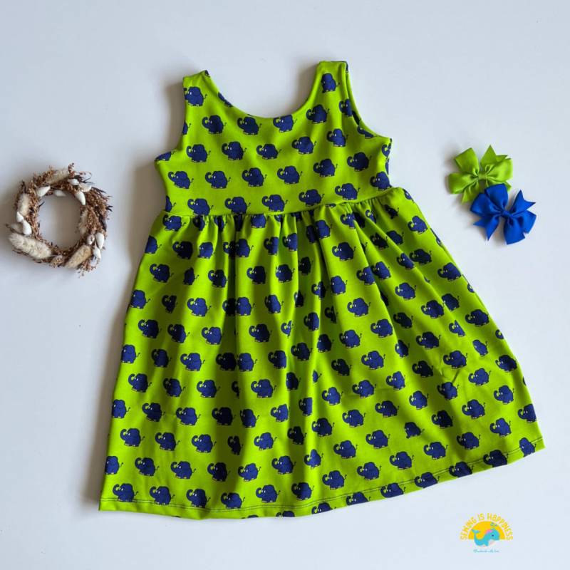Die Sendung Mit Dem Elefanten Kleid Für Baby Mädchen in Grün Aus Baumwolljersey | Ab Gr. 74 Bis 134 Der Maus Kleidung von SewingIsHappinessDE