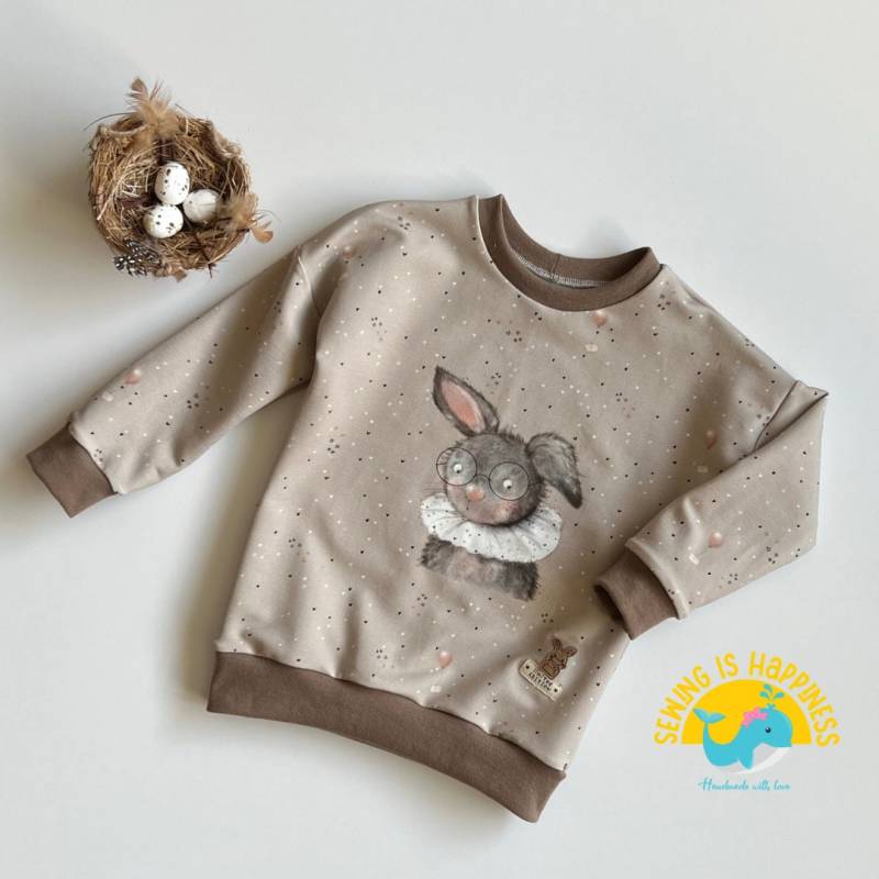Pullover Mädchen Baby Mit Hasen | French Terry in Beige Und Rosa Ab Gr. 74 Bis 128 Applikation Für von SewingIsHappinessDE