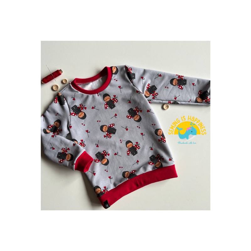 Sweatshirt Pullover Für Babies Mädchen Kinder Marienkäfer in Grau | French Terry Ab Gr. 74 Bis 122 von SewingIsHappinessDE