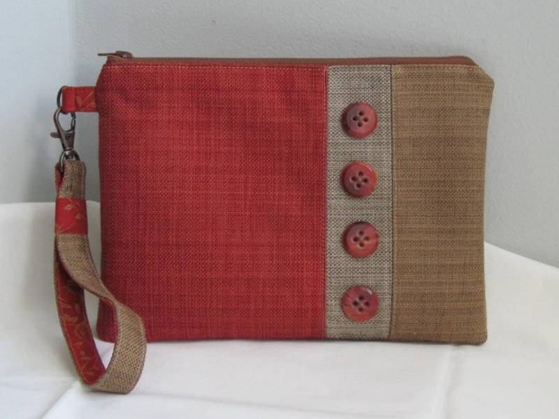 Colorblock Clutch - Geldbörse Handgefertigte Tasche Spezialgewebe Abnehmbarer Gurt Handgelenk Kleine Täschchen von SewlArtStudio