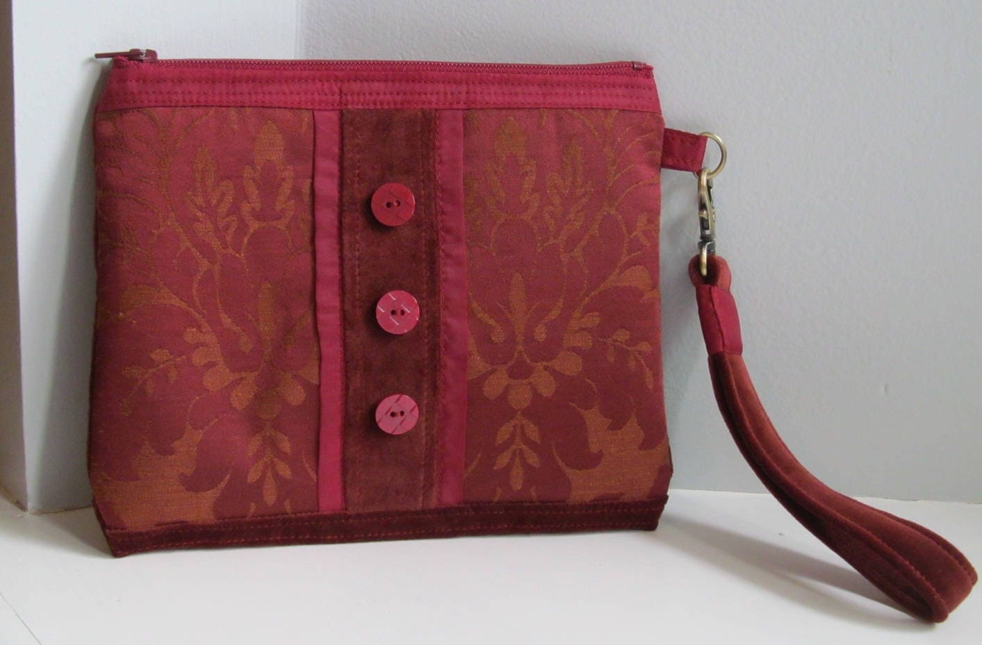 Handgemachte Samt Und Damast Armband - Kupplung Handtasche Handgefertigte Clutch Anlass Geldbörse Valentinstag von SewlArtStudio