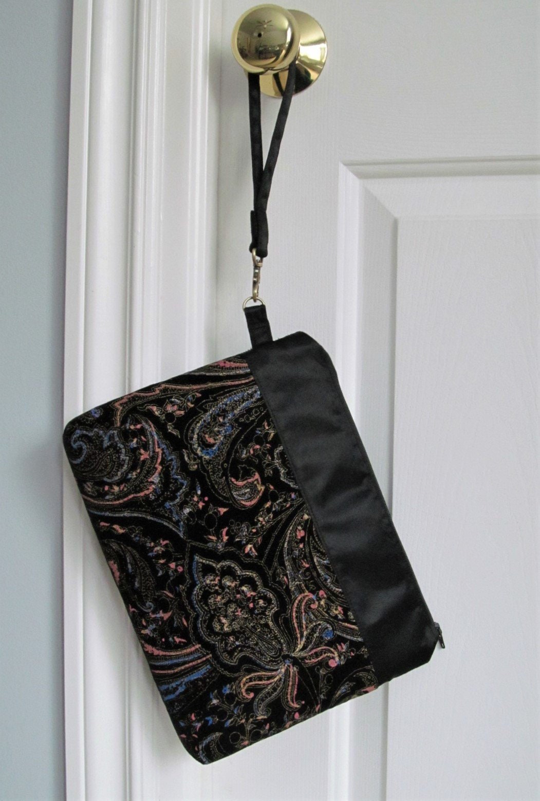 Urlaub-Geldbeutel - Schwarz Samt Handtasche Anlass Tasche Weihnachten-Geldbörse Abendtasche Vintage-stoff von SewlArtStudio