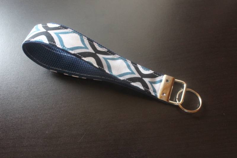 Blauen Und Schwarzen Gitter Keychain/Schlüsselanhänger/Armband von Sewmanydeals