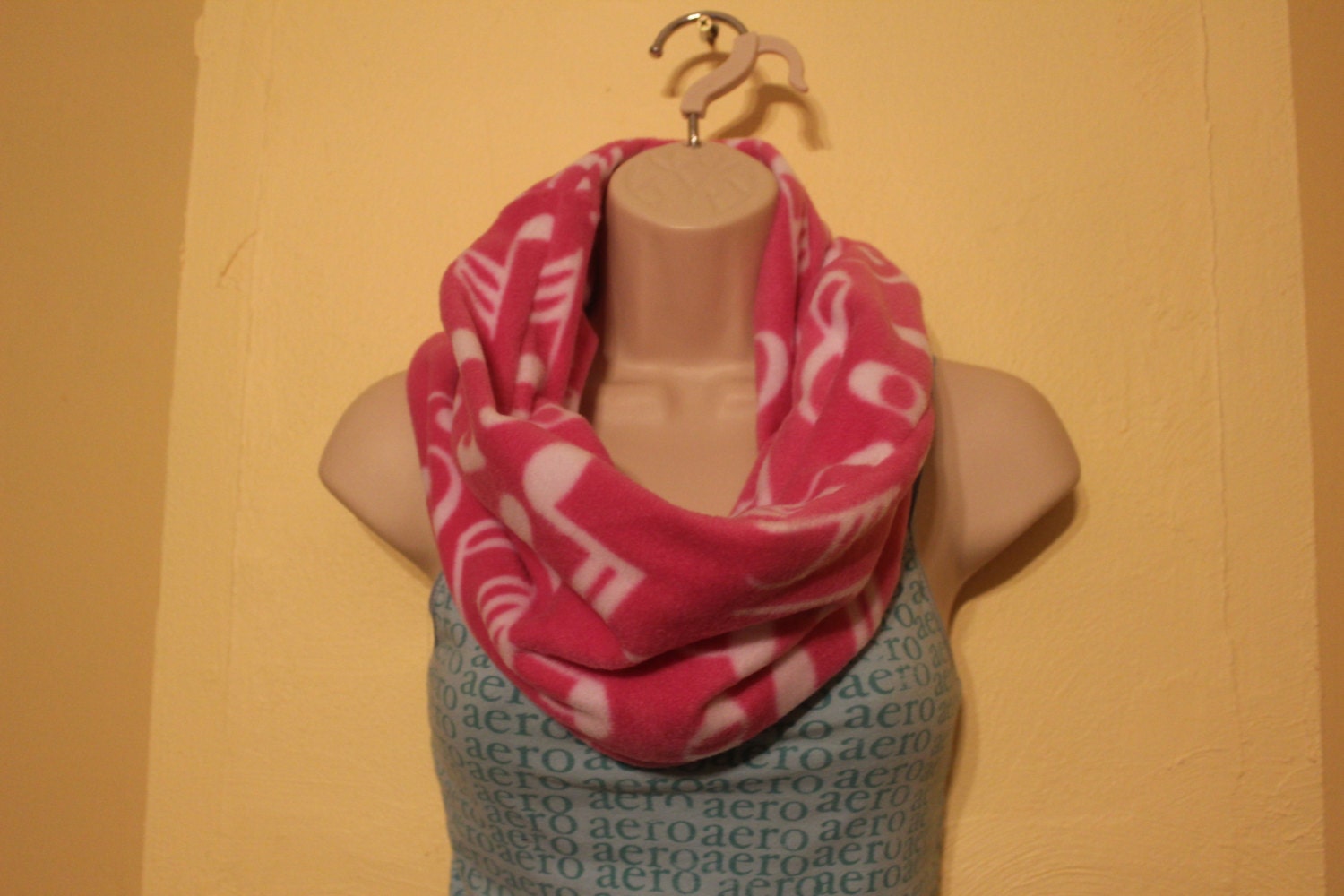 Rosa Musik Hinweis Vlies Einzelne Schleife Unendlich Schal von Sewmanydeals