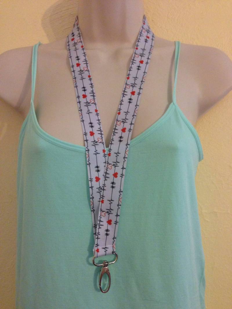 Weißes Herz Lebensader Band Lanyard/Ausweis/Halter von Sewmanydeals