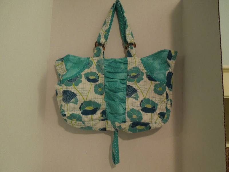 Sehr Große Türkis Und Weiß Floral Hobo/Windel Tasche von Sewmemineboutique