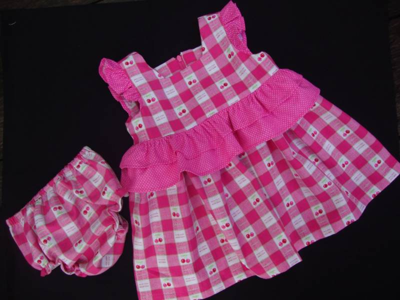 Baby/Kleinkind Rüschen Rosa Kirsche Print Kleid Und Hose Windel Abdeckung von SewnFromTheHeart4U