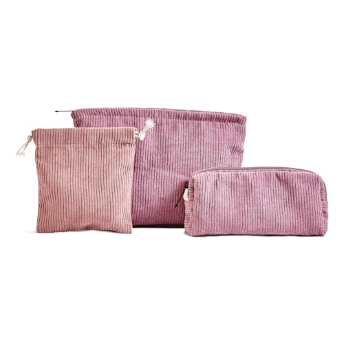 3 stück Kosmetiktasche, schminktasche klein,reißverschlüsse,kordsamt Kosmetiktasche Cord,travel Cosmetic Organizer für Damen mädchen,rosa 3 stück Kosmetiktasche, schminktasche klein,reißverschlüsse,kordsamt Kosmetiktasche Cord,travel Cosmetic Organizer für Damen mädchen,rosa von Sewokon