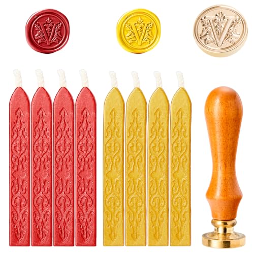 siegelwachs set,wachssiegel stempel set,siegelstempel personalisiert,siegelwachs stempel,wachssiegel hochzeit,briefsiegel,siegelstempel set,wachssiegel set,siegelstempel hochzeit，siegelwachs gold rot von Sewokon