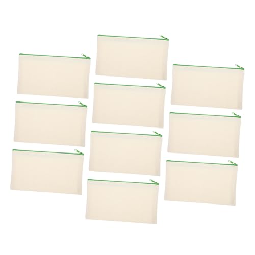 Sewroro 10 Stück Teiliges Canvas Mäppchen mit Reißverschluss Große Kapazität Kosmetiktasche und Federmäppchen Handliches DIY Stifttasche für Schule Büro und Reisen Leere Zufällige Farbe von Sewroro