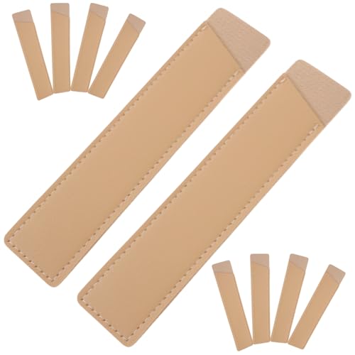 Sewroro 10 Stück Teiliges PU Leder Stifthüllen in Khaki Kleine Stifttaschen mit Dekorativem Design Strapazierfähige Aufbewahrungshüllen für Kugelschreiber Füller und Kulis und Leicht von Sewroro